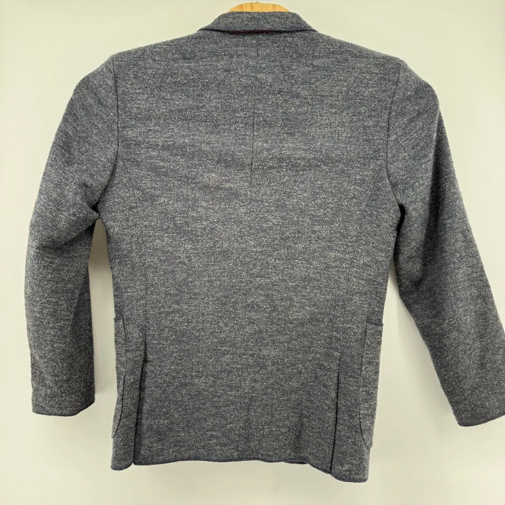 1 Like No Other Knit Blazer S/38 Gray Marled Two-Button Patch Pocket Cotton Wool